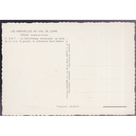 Tours, la bibliothèque municipale au bord de la Loire - carte postale département 37 Indre-et-Loire