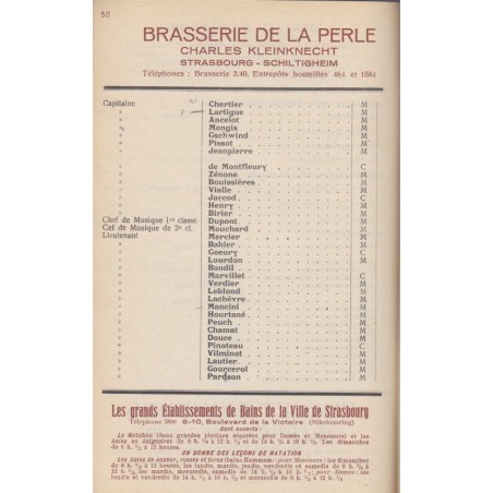 Carnet d'adresses de la Garnison de Strasbourg 1923, Cercle militaire - alsatiques, annuaire Armée