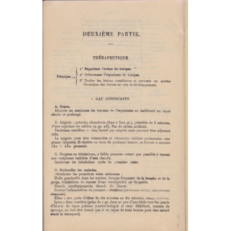 Petit guide médical des intoxications par les gaz, Ministère de la Guerre, 1931 - armée, service de santé