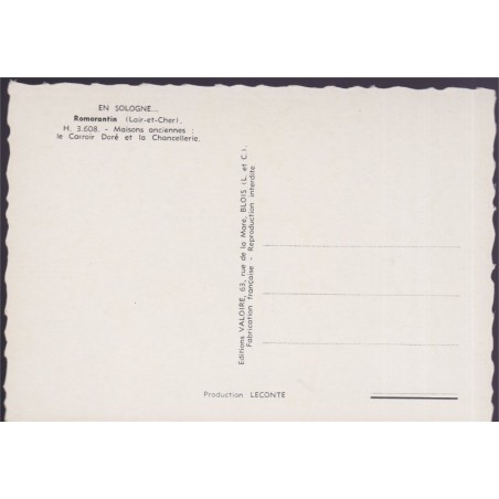 Romorantin, le Carroir Doré et la chancellerie - carte postale département 41 Loir-et-Cher, Sologne