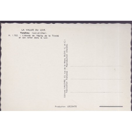 Vendôme, l'abside de l'église et son reflet dans le Loir - carte postale département 41 Loir-et-Cher, Sologne