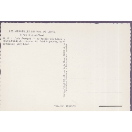 Blois, l'aile François 1er - carte postale département 41 Loir-et-Cher, Sologne, châteaux