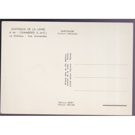 Chambord, le château, vue d'ensemble - carte postale département 41 Loir-et-Cher