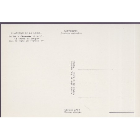 Chambord, la chasse au sanglier - carte postale département 41 Loir-et-Cher, chateaux, illustrateurs