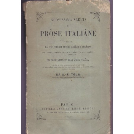 Nuovissima scèlta di prose italiàne, Tola, 1823 - littérature italienne, Italie, littérature étrangère