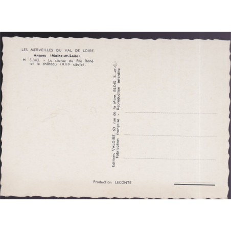 Angers, la statue du Roi René et le château - carte postale département 49 Maine-et-Loire
