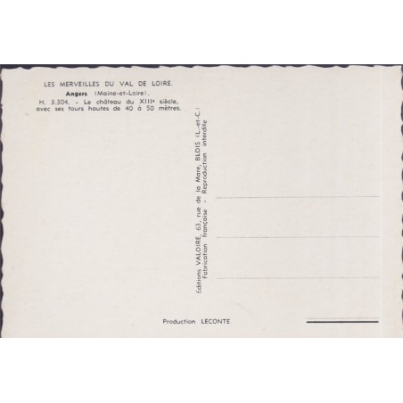 Angers, le château avec ses tours - carte postale département 49 Maine-et-Loire, châteaux,