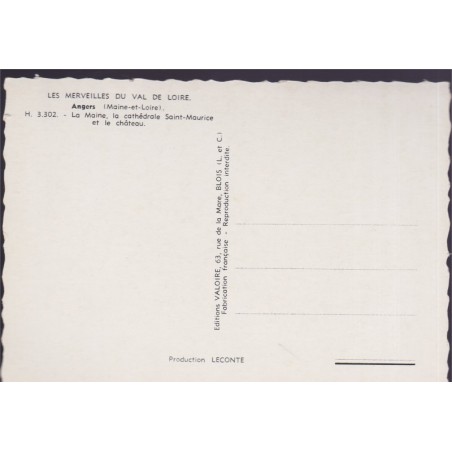 Angers, la Maine, la cathédrale et le château - carte postale département 49 Maine-et-Loire