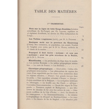 Société de Géographie de l'Est, bulletin trimestriel, 1902 - Russie, ethnologie, Madagascar, Chine,