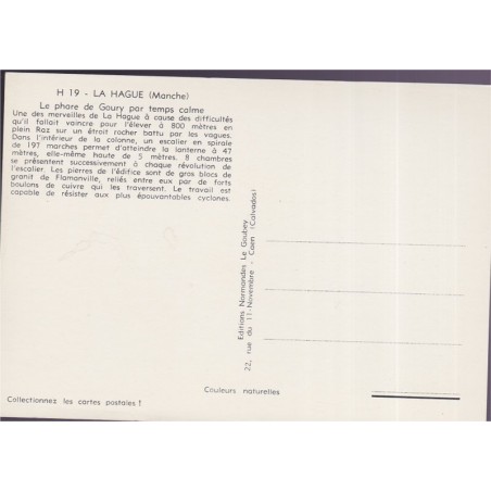 La Hague, le phare de Goury par temps calme - carte postale département 50 Manche