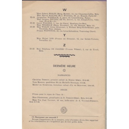 Trait-d'union entre les anciennes du Sacré-Coeur de Montigny-lès-Metz, Lorraine juillet 1948 - revues écoles