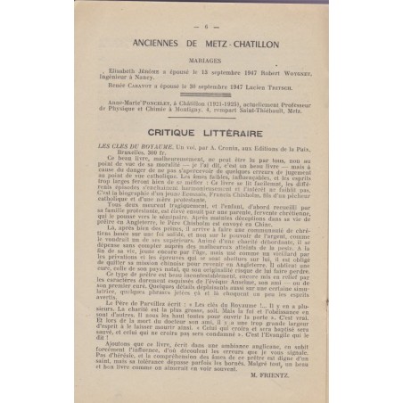 Trait-d'union entre les anciennes du Sacré-Coeur de Montigny-lès-Metz, Lorraine janvier 1948 - revues écoles