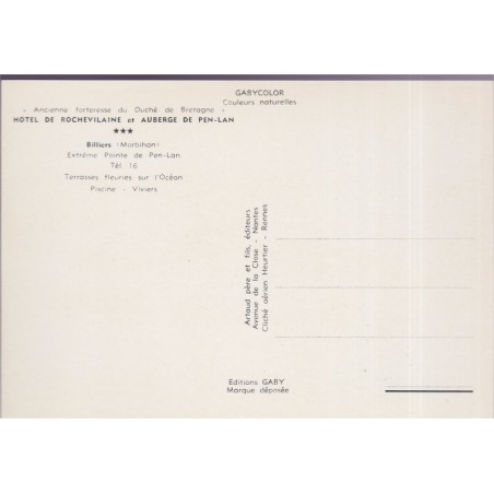 Billiers, hôtel de Rochevilaine et auberge de Pen-Lan - carte postale département Morbihan, Bretagne, hôtels restaurants