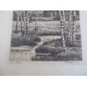 Lithographie originale, ruisseau dans la clairière - art, graveurs