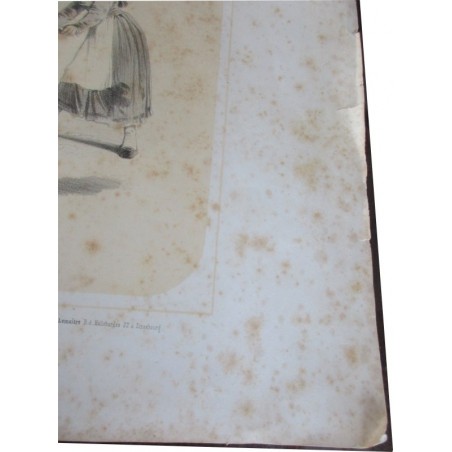 Gravure, Strasbourg, laitière, Vogel et Emile Lemaître, 1840 - Alsace, métiers, graveur