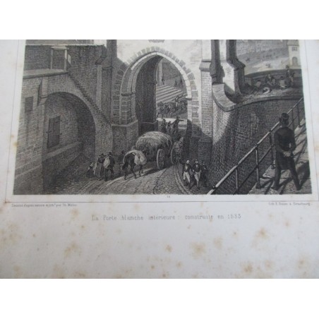 Gravure, Strasbourg, la porte blanche intérieure, Th. Müller et Simon, XIXe siècle - art, graveur