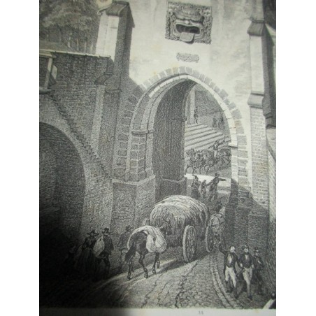 Gravure, Strasbourg, la porte blanche intérieure, Th. Müller et Simon, XIXe siècle - art, graveur