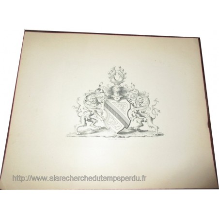 Lithographie Blason de Strasbourg par A. Münch, 1871, dimensions 15 cm - héraldique Alsace, Siège de Strasbourg 1870