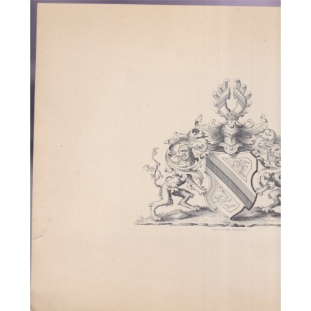 Lithographie Blason de Strasbourg par A. Münch, 1871, dimensions 15 cm - héraldique Alsace, Siège de Strasbourg 1870