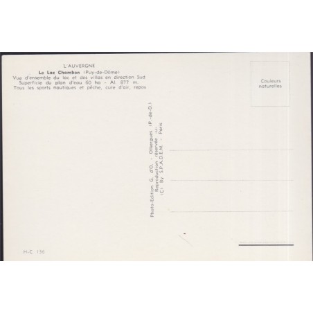 Le lac Chambon - carte postale département Puy-de-Dôme, Auvergne