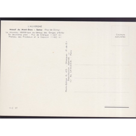 Sancy, Massif du Mont-Dore - carte postale département Puy-de-Dôme, Auvergne, téléphérique