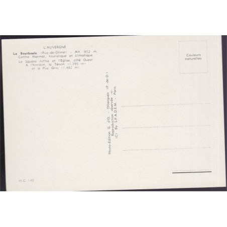 La Bourboule, square Joffre et l'église - carte postale département Puy-de-Dôme, Auvergne