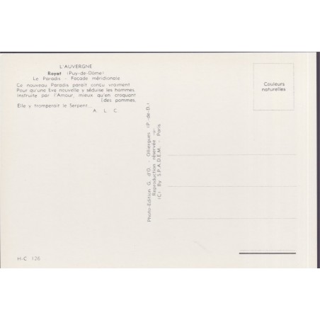 Royat, le Paradis, carte postale département 63, Puy-de-Dôme, Auvergne