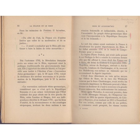 La France et le Rhin, Commandant Mangin, 1945 - Allemagne, guerre 1914-18, 2e guerre mondiale