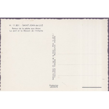 Saint-Jean-de-Luz, retour de la pêche aux thons - carte postale département Pyrénées-Atlantiques, bateaux