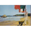 Biarritz, les drapeaux de l'hôtel du Palais et phare - carte postale département Pyrénées-Atlantiques