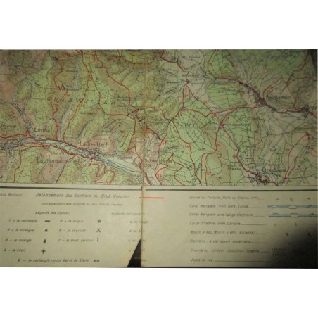 Carte des Vosges, feuille de Munster, 1952, Le Club Vosgien - tourisme Alsace