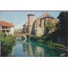 Saint-Jean-Pied-de-Port, le Pont d'Espagne sur la Nive et l'église - carte postale département Pyrénées-Atlantiques