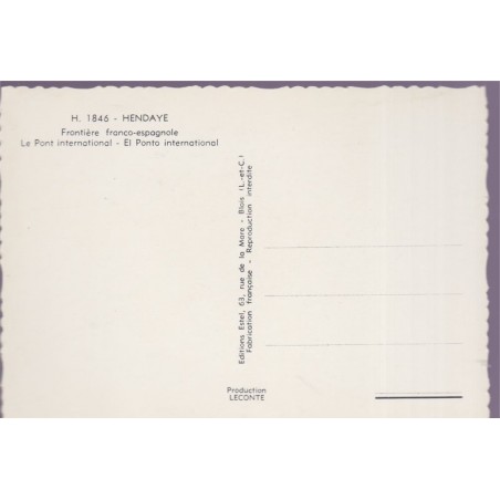 Hendaye, frontière franco-espagnole, le pont - carte postale département Pyrénées-Atlantiques