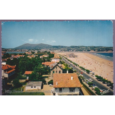 Hendaye, la plage et Fontarabie - carte postale département Pyrénées-Atlantiques