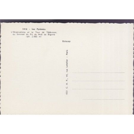 Pic du Midi de Bigorre, l'Observatoire et tour de télévision - carte postale département Hautes-Pyrénées