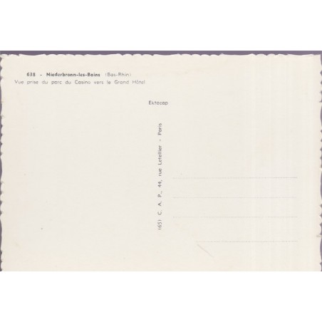 Niederbronn-les-Bains, du casino vers le Grand Hôtel - carte postale département Bas-Rhin,  station de cure