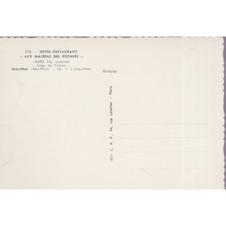 Graufthal, hôtel restaurant Aux Maisons des Rochers, carte postale département Bas-Rhin