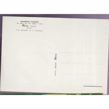 Mutzig, Brasserie Wagner, vue aérienne, carte postale département Bas-Rhin, carte publicitaire, vins, bière,
