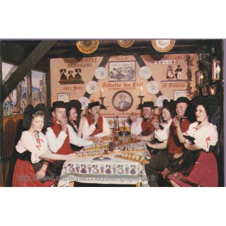 Ostheim, restaurant chez Félix - carte postale département Haut-Rhin, carte publicitaire, restaurants, folklore alsacien