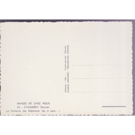 Chambéry, la fontaine des éléphants - carte postale département Savoie