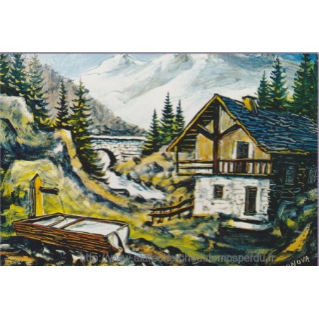 Peintre savoyard Canova, chalet typique de nos montagnes - carte postale département Savoie, folklore
