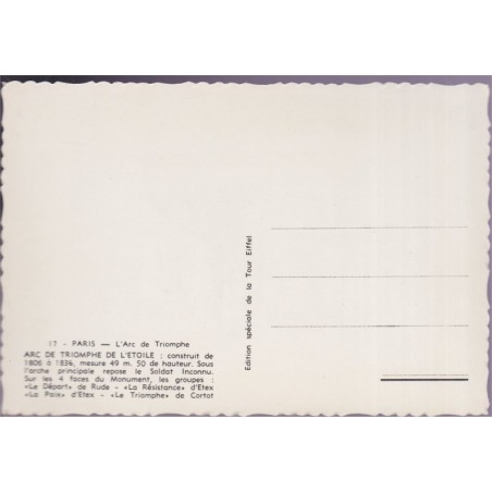 Paris, l'Arc de Triomphe - édition spéciale de la Tour Eiffel, carte postale Paris