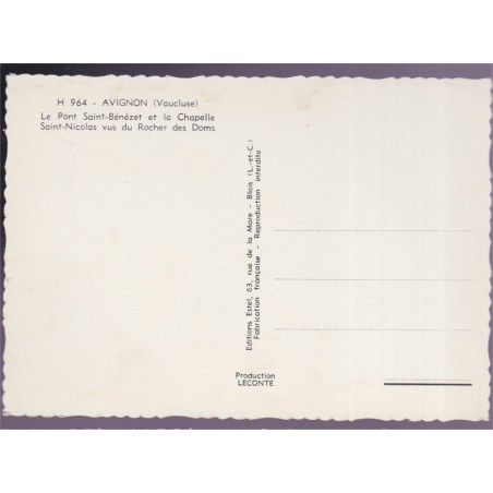 Avignon, pont Saint-Bénézet et chapelle Saint-Nicolas - carte postale département Vaucluse 84
