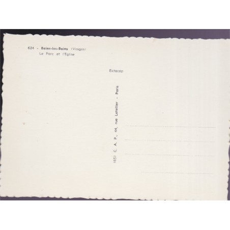 Bains-les-Bains, le parc et l'église - cartes postales Vosges 88