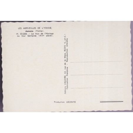 Auxerre, la tour de l'horloge - cartes postales Yonne 89