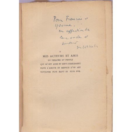 Le valet noir, dédicacé par Maurice Pottecher, 1927 - Théâtre du Peuple, théâtre lorrain, Vosges -
