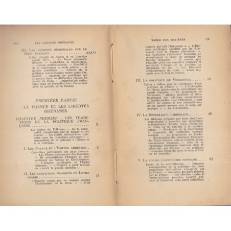 Les libertés rhénanes, pays rhénans, Sarre, Alsace, Jean de Pange, 1922 - Droit local, politique Alsace, Allemagne