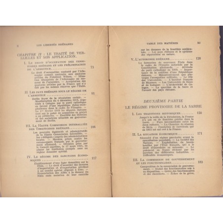 Les libertés rhénanes, pays rhénans, Sarre, Alsace, Jean de Pange, 1922 - Droit local, politique Alsace, Allemagne