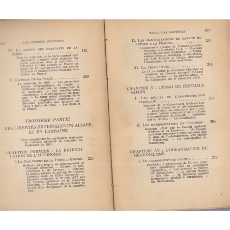 Les libertés rhénanes, pays rhénans, Sarre, Alsace, Jean de Pange, 1922 - Droit local, politique Alsace, Allemagne
