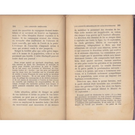 Les libertés rhénanes, pays rhénans, Sarre, Alsace, Jean de Pange, 1922 - Droit local, politique Alsace, Allemagne